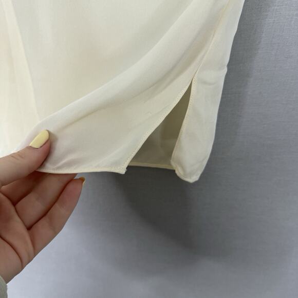 Theory Womens Top P / Small Cream 100% Silk Malkara Drawstring Modern Georgette - Picture 7 of 15
